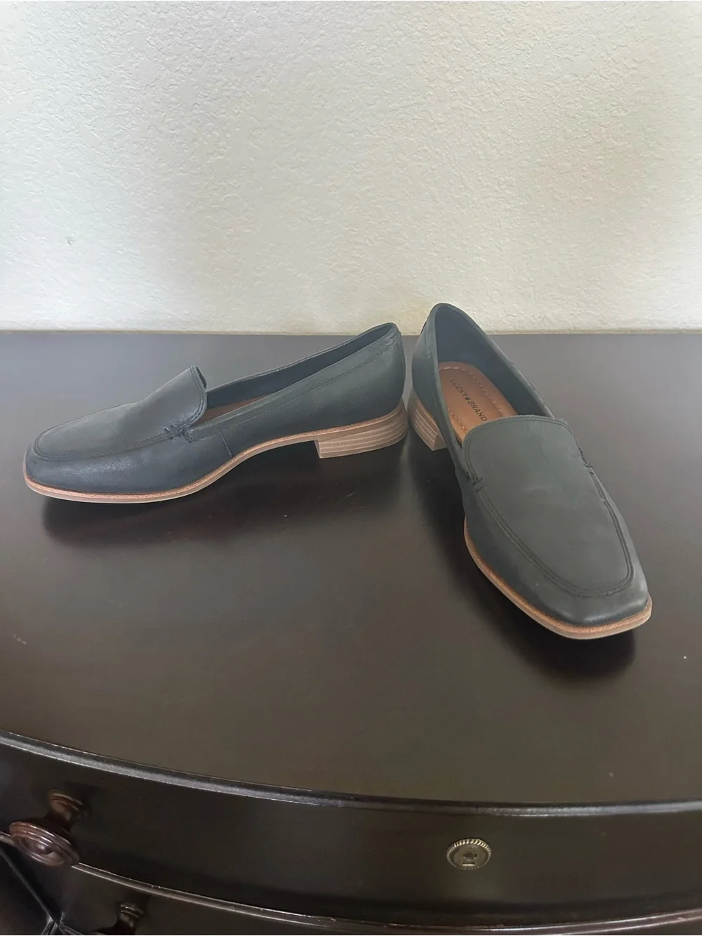 Lucky Brand Black Leather Slip-On Loafers
